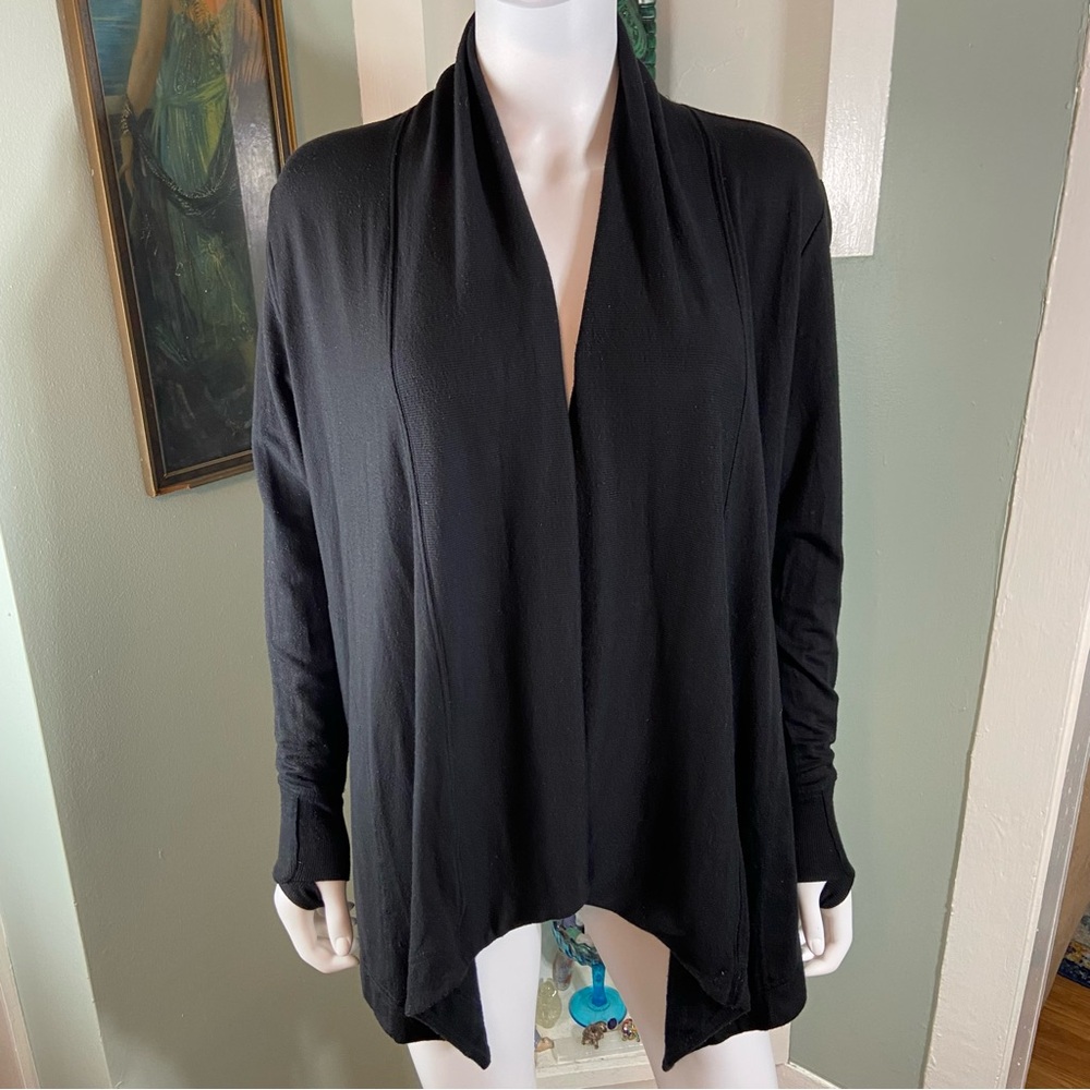 Athleta Black Asymmetrical Cardigan Sweater XXS XXSmall